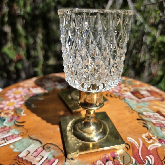 Vintage Quilted Diamond Partylite Votive Candle Holder Glass Sconce PAIR MCM - Picture 5 of 17